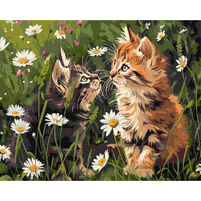 Картина за номерами "Ідейка" /KHO6631/ "Котики у квітах" 40х50см