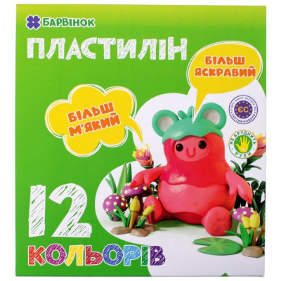 Пластилін "Барвінок" 12кол. /6-433/ 240гр (1/20/60)