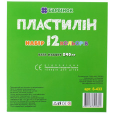 Пластилін "Барвінок" 12кол. /6-433/ 240гр (1/20/60)