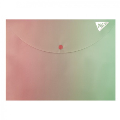 Папка-конверт на кнопці А4 "Yes" /492291/ "Fusion", рожево-зелена (1/12/150)