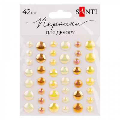 Стрази самоклеючі "Santi" /743004/ "Beads"  жовті, 42 шт (1/12/288)