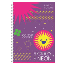 Блокнот А6/72 арк "Рюкзачок" /ППТ-1/ серія «CREAZY NEON», # спіраль збоку, тв. обкл., 60 г/м2, мікс (1/20)