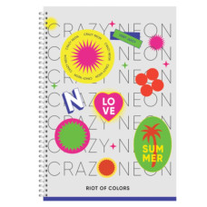 Блокнот А6/72 арк "Рюкзачок" /ППТ-1/ серія «CREAZY NEON», # спіраль збоку, тв. обкл., 60 г/м2, мікс (1/20)