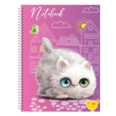 Блокнот А6/72 арк "Рюкзачок" /ППТ-1/ серія «CUTE CATS», # спіраль збоку, тв. обкл., 60 г/м2, мікс (1/20)