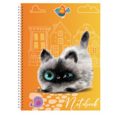 Блокнот А6/72 арк "Рюкзачок" /ППТ-1/ серія «CUTE CATS», # спіраль збоку, тв. обкл., 60 г/м2, мікс (1/20)