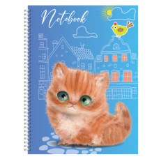 Блокнот А6/72 арк "Рюкзачок" /ППТ-1/ серія «CUTE CATS», # спіраль збоку, тв. обкл., 60 г/м2, мікс (1/20)