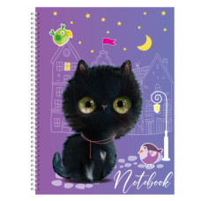 Блокнот А6/72 арк "Рюкзачок" /ППТ-1/ серія «CUTE CATS», # спіраль збоку, тв. обкл., 60 г/м2, мікс (1/20)