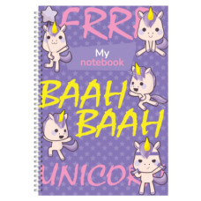 Блокнот А6/72 арк "Рюкзачок" /ППТ-1/ серія «FUNNY PETS», # спіраль збоку, тв. обкл., 60 г/м2, мікс (1/20)
