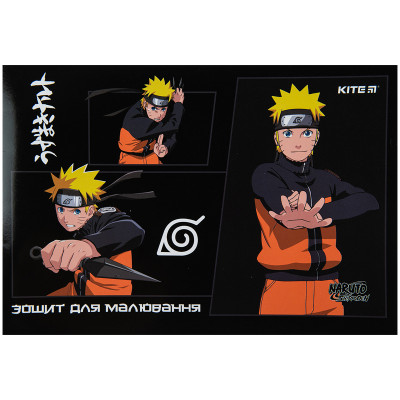 Альбом для малювання А4/24арк. "Kite" /NR23-242/ скоба, УФ лак, Naruto (12/96)
