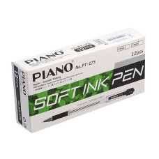Ручка масляна "PIANO" /РТ-175_bk/ "4км" 0,7мм, чорна, грип (12/144)
