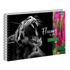 Альбом для малювання А4/20арк. "YES" /130550/ "Flowers&Black" на спіралі виб.гібрід.лак, 120г/м2 (3/108)