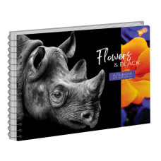 Альбом для малювання А4/20арк. "YES" /130550/ "Flowers&Black" на спіралі виб.гібрід.лак, 120г/м2 (3/108)