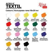Набір акрилових фарб для тканин "ROSA TALENT" /791/ CAT, 18*20мл (1/8)