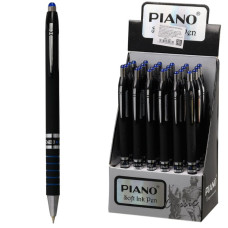 Ручка масляна автомат "PIANO" PB-165 синя, чорний корпус (24)
