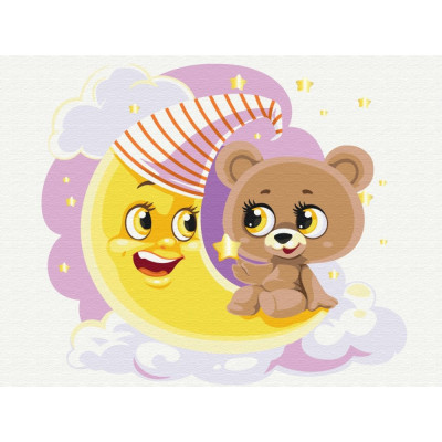 Картина за номерами "Brushme" /KBS0088/ "Сонний ведмедик" мetalic/флуоресцентні 30*40см