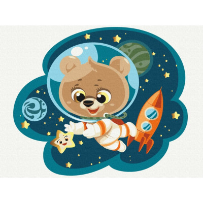 Картина за номерами "Brushme" /KBS0092/ "Космічний ведмедик" мetalic/флуоресцентні 30*40см