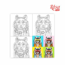 Картина на картоні з контуром "ROSA START" 30*30 "Pop Art Raccoon" /037/ БЕЗ ФАРБ 