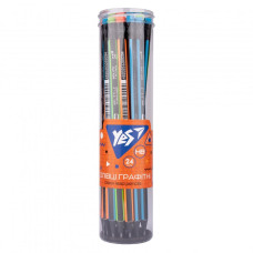 Олівець пр. "YES" /280594/ трикут. з ласт. у пл. тубі "Neon Stripes", 24 шт/уп чорне дерево (24/192)