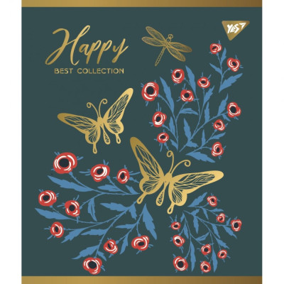 Зошит уч. "YES" 48арк.# /766873/ "Happy" мат. ВДЛ+ УФ-виб+Pantone Gold (5/100)