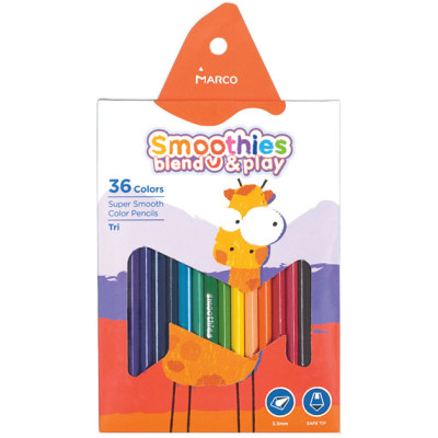 Олівці кольорові "Marco Smoothies b&p" 36 кол. /2150-36СВ/ трикутні, суперм'які (1/4/40)