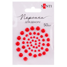 Перлини самоклеючі "Santi" /952640/ червоні  розмір:3мм-6мм (50шт)  (1/10)