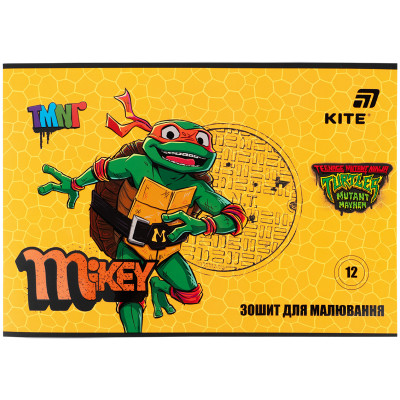 Зошит для малювання А4/12арк. "Kite" /NT26-241/  скоба, софт тач + УФ лак, TMNT Mutant Mayhem (20/160)