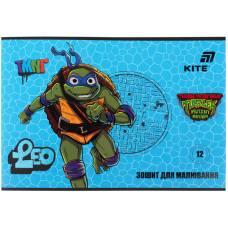 Зошит для малювання А4/12арк. "Kite" /NT26-241/  скоба, софт тач + УФ лак, TMNT Mutant Mayhem (20/160)