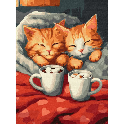 Картина за номерами "Ідейка" /KHO6588/ "Закохані коти" 30*40см
