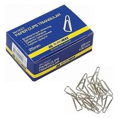 Скріпка "BuroMAX" /BM 5007/  25 мм (100шт) трикут. никель (10)