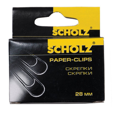 Скріпки "SCHOLZ" /4701/ 28мм (100шт) прямі никель (10/500)