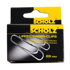 Скріпки "SCHOLZ" /4702/ 28мм (100шт) з загибом никель (10/500)