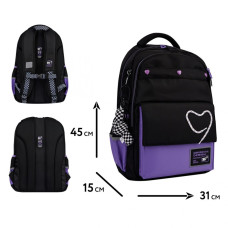 Рюкзак шкільний "YES" /559923/ TS-48 Purple Hearts 45*31*15см (1/15)