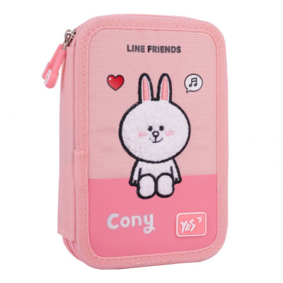 Пенал твердий "YES" /533638/ 2 відділ. HP-01 Line Friends Pretty Choco and Cony 13*21*4см (1/48)