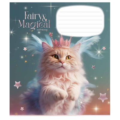 Зошит уч. "Школярик" 12арк.==/3316L/ "Fairy cats" глiтер (дівчинка) (30/300)