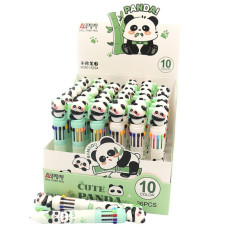 Ручка кулькова автомат "AODEMEI" /ADM-15294/ дитяча багатобарвна "Панда" 10кольорів 0,7мм (36/432)